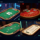 A multi-panel view of different live baccarat tables, representing diverse online casino providers, set within a sophisticated digital casino lobby interface, highlighting choices and premium gaming.