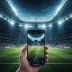 Dynamic image showing a grand football stadium blended with a sleek smartphone displaying a live FIFA World Cup 2026 match, representing Malaysian viewing options.
