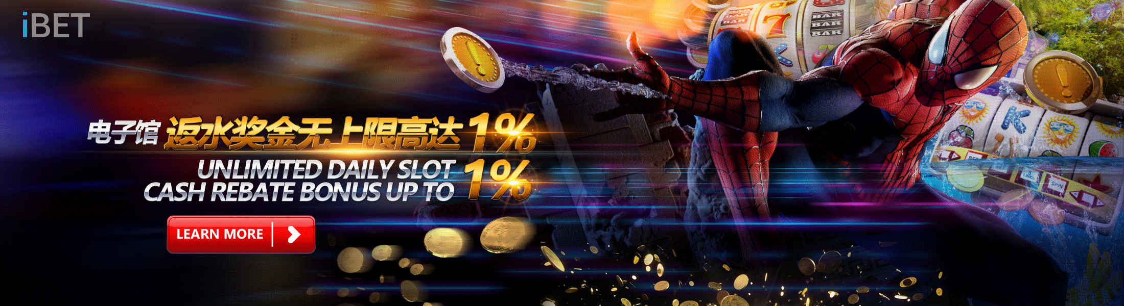 iBET Unlimited Daily Slot game 1% Cash Rebate Bonus