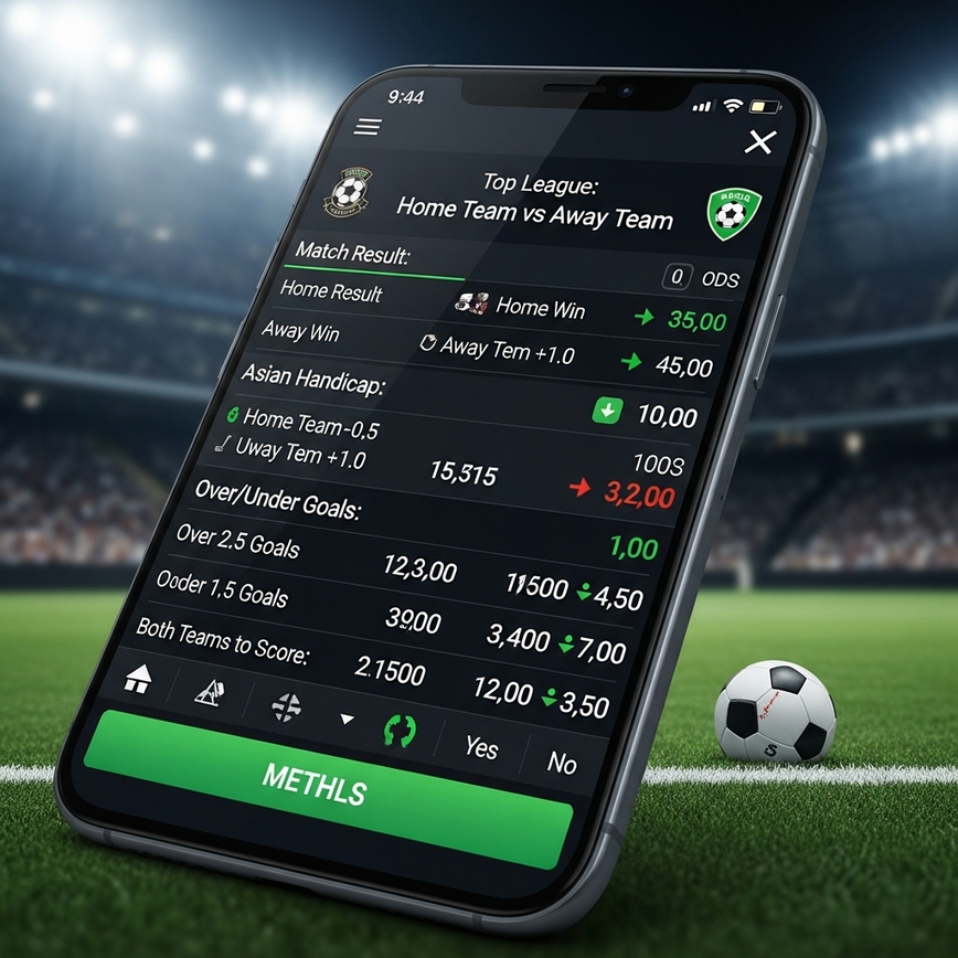 Illustrates the extensive football betting markets available on a superior Malaysian sportsbook, emphasizing pre-match and live options.
