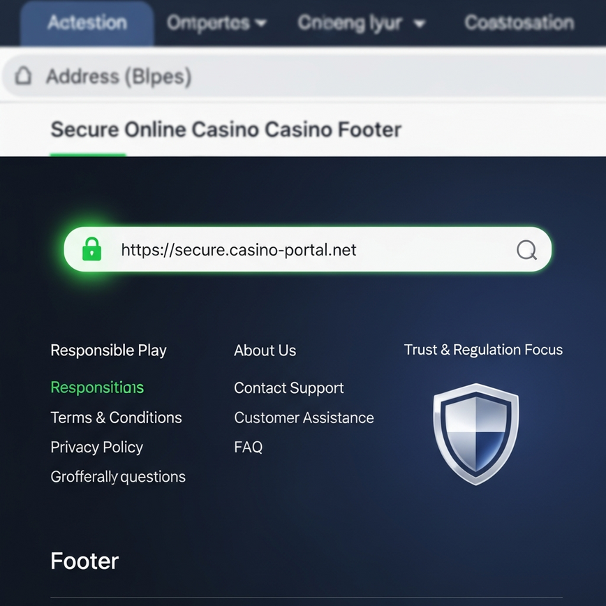 Illustrates the importance of choosing a licensed and regulated online casino platform by visually representing key security indicators like SSL encryption and trust badges.