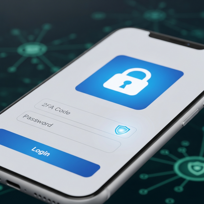 Visually represents the concept of Two-Factor Authentication (2FA) and advanced mobile security measures for online casino accounts, promoting secure access.
