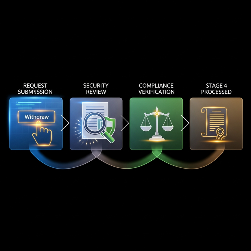Illustrates the multi-stage process of an online <a href=