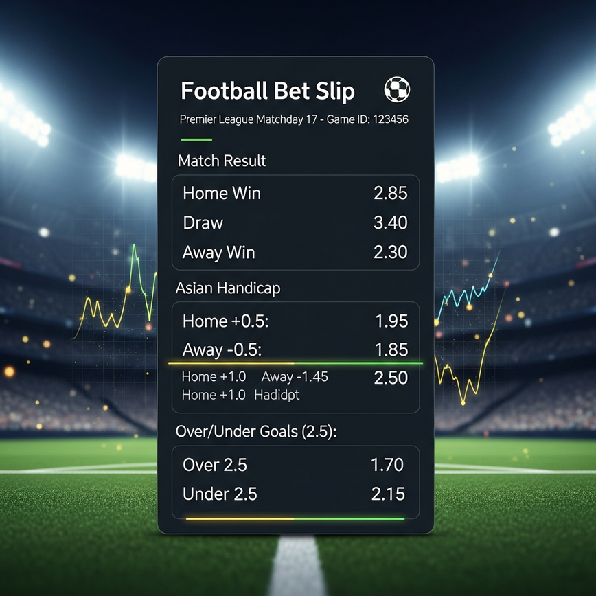Depicts a digital betting slip or odds display, highlighting various betting markets and strategic opportunities based on home/away data.