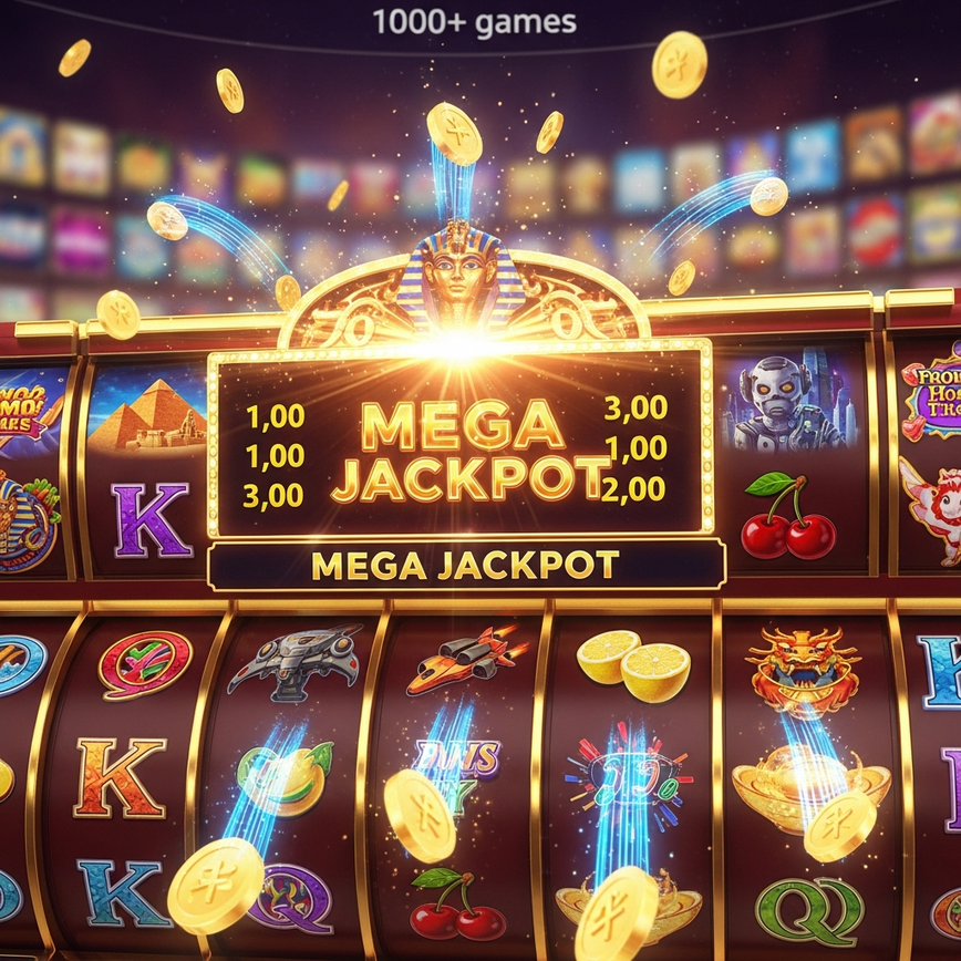 Illustrates the concept of progressive jackpots and the diverse range of slot game themes available in a large library.