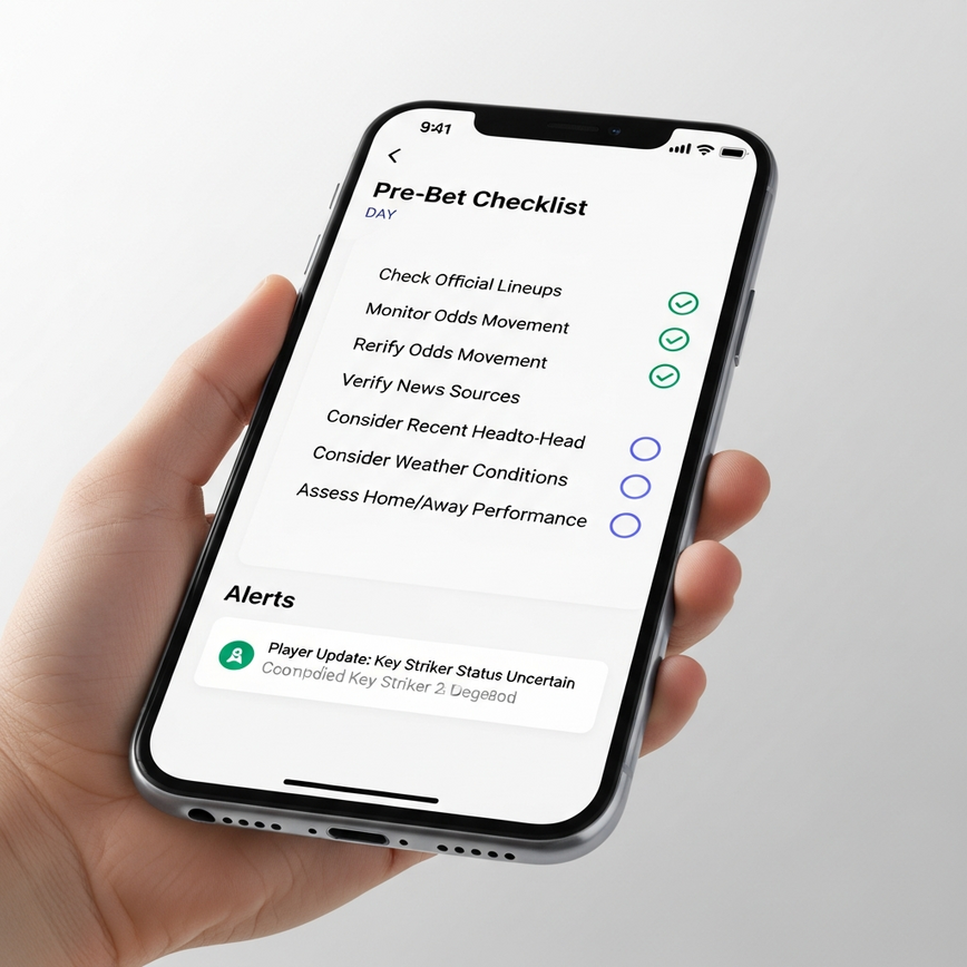 Visualizes the strategic approach and checklist for bettors, emphasizing information gathering and risk management, as outlined in the 'Pre-Bet Injury Checklist' and 'Advanced Injury Betting Strategies' sections.