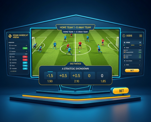Premium online sports betting interface showing dynamic Asian Handicap lines and odds for a football match, emphasizing strategic betting decisions.