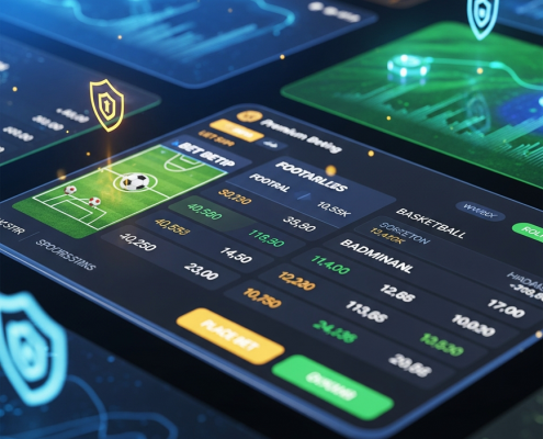 Dynamic online sportsbook interface showcasing live betting odds, diverse sports markets, and secure transaction elements, representing a high-quality operator-chosen platform for Malaysian players.
