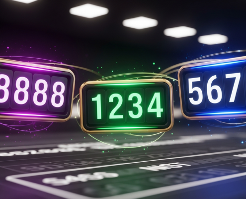 Dynamic digital representation of 4D lottery numbers for Magnum, Damacai, and ToTo, highlighting the excitement of winning on a premium online casino platform.