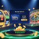 A premium online casino interface displaying a vibrant 'Reload Bonus' offer with virtual golden coins and chips, symbolizing extra funds for players.
