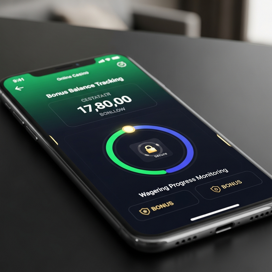 Highlight the convenience and transparency of managing bonuses on a mobile casino app, including real-time tracking and progress monitoring.
