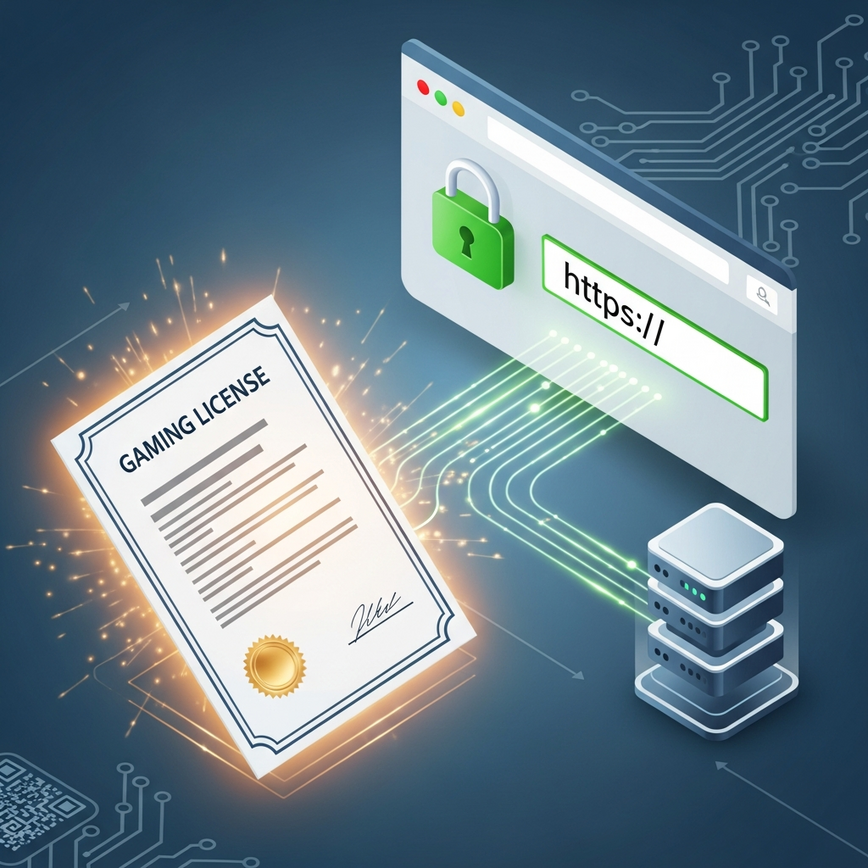 Illustrates the importance of licensing and SSL encryption for online casino security, aligning with the first two major sections of the article.