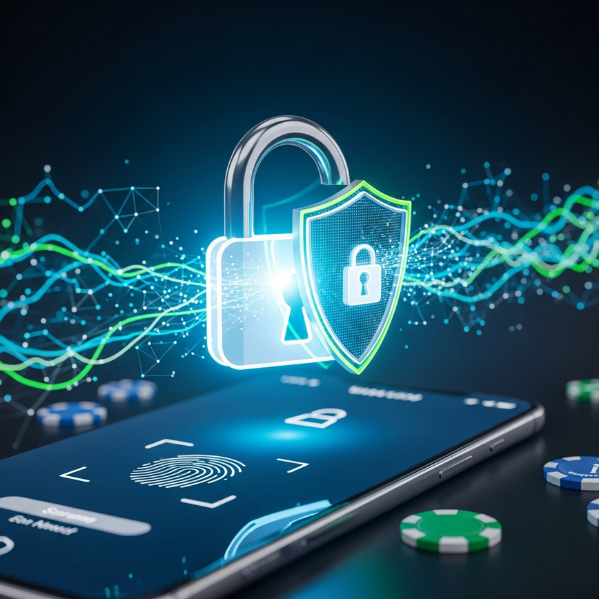 Illustrates the enhanced security features of a unified online gaming platform, such as advanced encryption, centralized fraud detection, and secure account management.