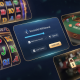 Sleek online casino dashboard with a 'Successful Withdrawal' notification, generic local bank icons, and glimpses of slot reels and a live dealer table, symbolizing trust and efficiency.