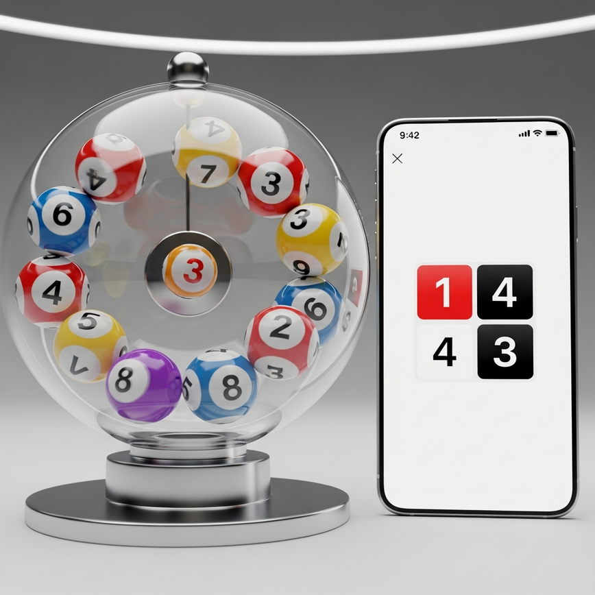 Illustrates the core concept of 4D lottery draws and the selection of four-digit numbers, bridging traditional and digital elements.