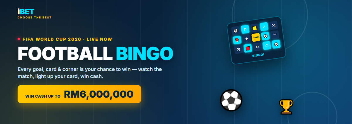 iBET Football Bingo FIFA World Cup 2026 - win cash up to RM6,000,000